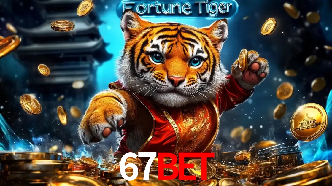 Imagem promocional do jogo de slot Fortune Tiger, com um tigre majestoso em traje tradicional cercado por uma fortuna em moedas de ouro, disponível agora no cassino 67BET.